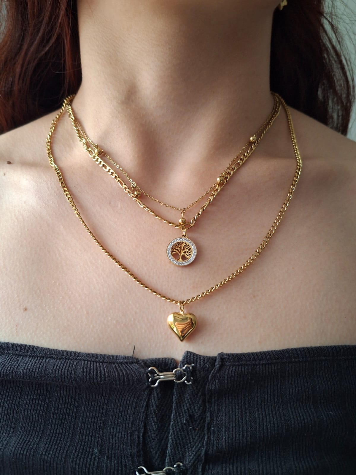 Set de 3 Collares Arbol de la Vida y Corazon